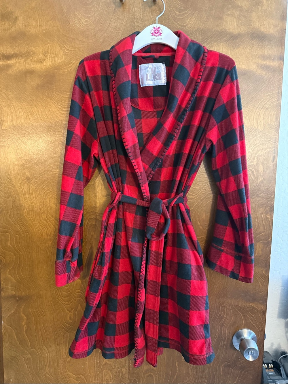 Muk Luks Red and Black Buffalo Plaid Robe